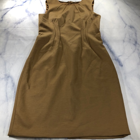Elie Tahari Tan Camel Fitted Wool Blend Dress - Picture 2 of 8